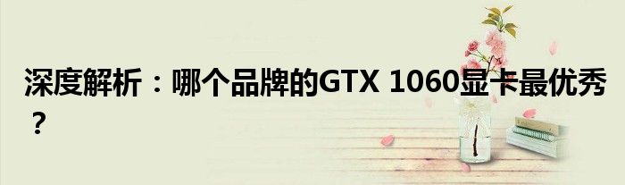 深度解析：哪个品牌的GTX 1060显卡最优秀？