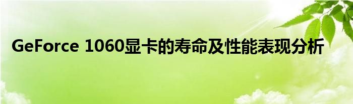 GeForce 1060显卡的寿命及性能表现分析