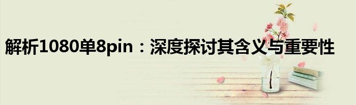 解析1080单8pin：深度探讨其含义与重要性