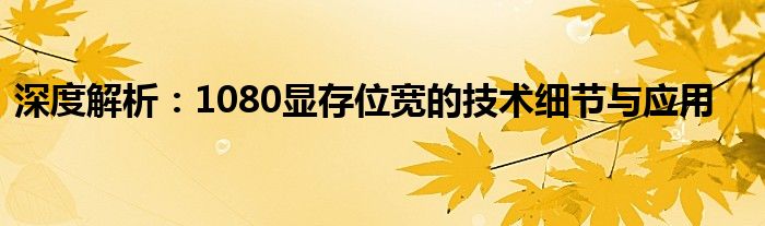 深度解析：1080显存位宽的技术细节与应用