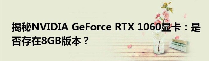 揭秘NVIDIA GeForce RTX 1060显卡：是否存在8GB版本？