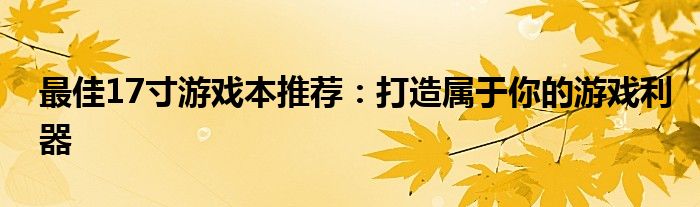 最佳17寸游戏本推荐：打造属于你的游戏利器