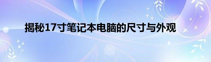 揭秘17寸笔记本电脑的尺寸与外观