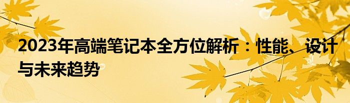2023年高端笔记本全方位解析：性能、设计与未来趋势