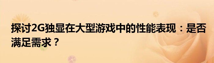 探讨2G独显在大型游戏中的性能表现：是否满足需求？