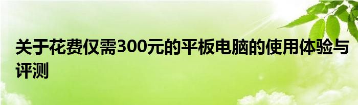 关于花费仅需300元的平板电脑的使用体验与评测