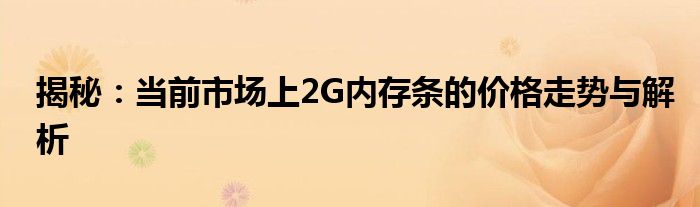 揭秘：当前市场上2G内存条的价格走势与解析