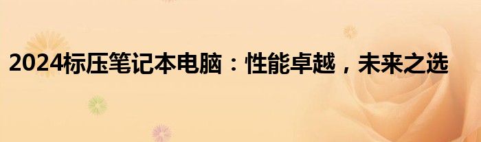 2024标压笔记本电脑：性能卓越，未来之选