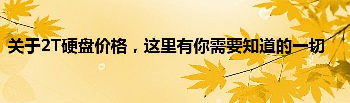 关于2T硬盘价格，这里有你需要知道的一切
