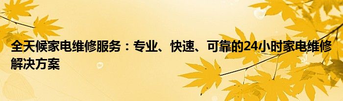 全天候家电维修服务：专业、快速、可靠的24小时家电维修解决方案