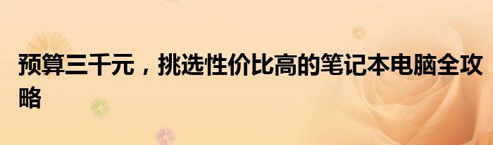 预算三千元，挑选性价比高的笔记本电脑全攻略
