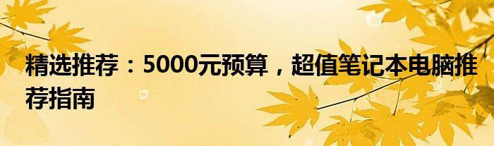 精选推荐：5000元预算，超值笔记本电脑推荐指南