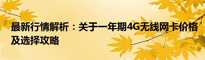 最新行情解析：关于一年期4G无线网卡价格及选择攻略