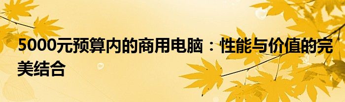 5000元预算内的商用电脑：性能与价值的完美结合