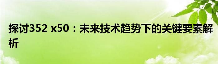 探讨352 x50：未来技术趋势下的关键要素解析