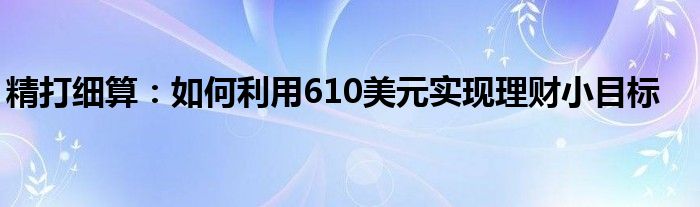 精打细算：如何利用610美元实现理财小目标