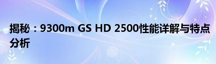 揭秘：9300m GS HD 2500性能详解与特点分析