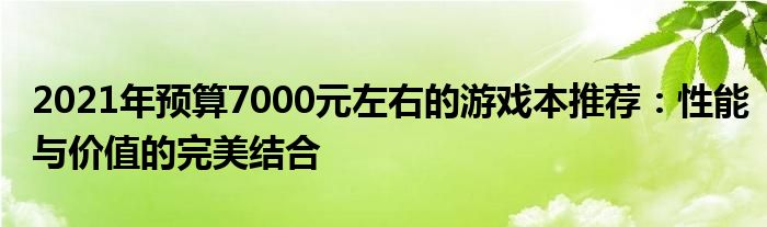 2021年预算7000元左右的游戏本推荐：性能与价值的完美结合
