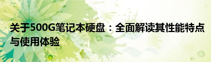 关于500G笔记本硬盘：全面解读其性能特点与使用体验