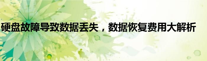硬盘故障导致数据丢失，数据恢复费用大解析