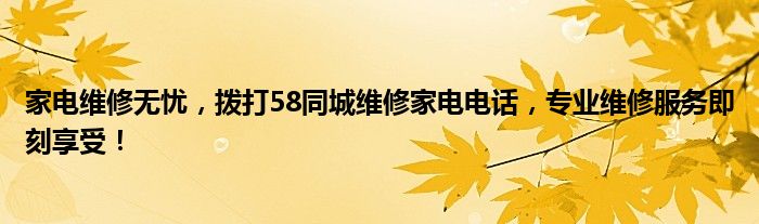 家电维修无忧，拨打58同城维修家电电话，专业维修服务即刻享受！