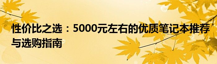性价比之选：5000元左右的优质笔记本推荐与选购指南
