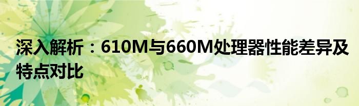 深入解析：610M与660M处理器性能差异及特点对比