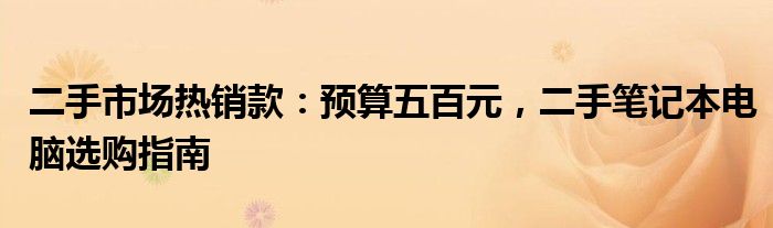二手市场热销款：预算五百元，二手笔记本电脑选购指南