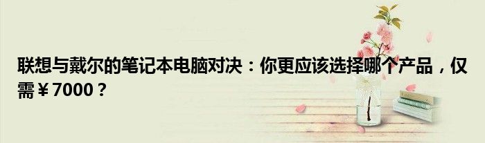 联想与戴尔的笔记本电脑对决：你更应该选择哪个产品，仅需￥7000？