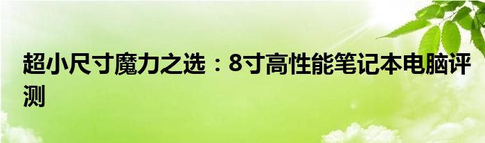 超小尺寸魔力之选：8寸高性能笔记本电脑评测