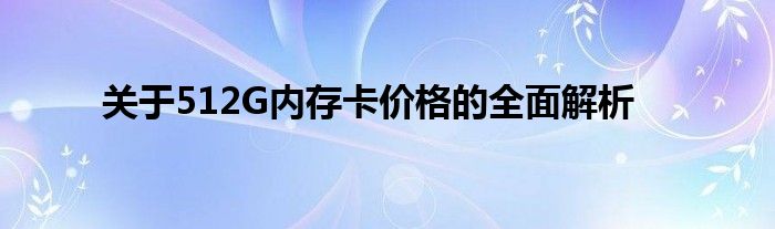 关于512G内存卡价格的全面解析