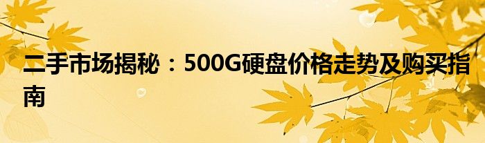 二手市场揭秘：500G硬盘价格走势及购买指南