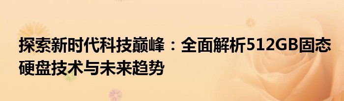 探索新时代科技巅峰：全面解析512GB固态硬盘技术与未来趋势