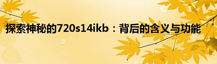 探索神秘的720s14ikb：背后的含义与功能