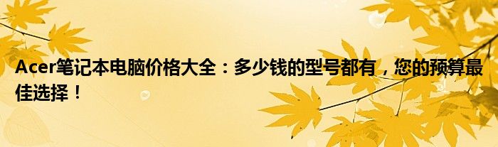 Acer笔记本电脑价格大全：多少钱的型号都有，您的预算最佳选择！