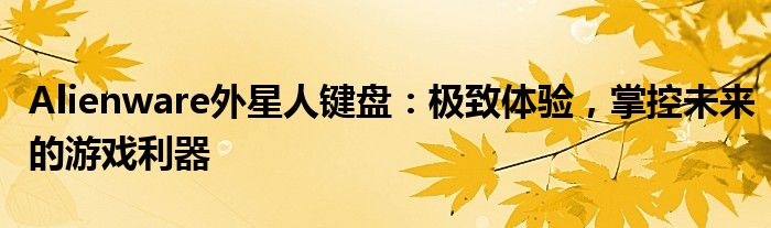 Alienware外星人键盘：极致体验，掌控未来的游戏利器