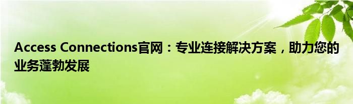 Access Connections官网：专业连接解决方案，助力您的业务蓬勃发展