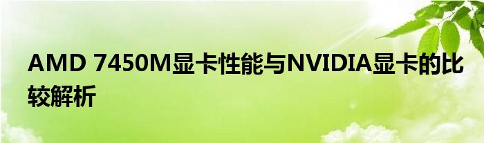 AMD 7450M显卡性能与NVIDIA显卡的比较解析