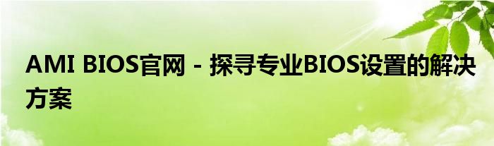 AMI BIOS官网 - 探寻专业BIOS设置的解决方案