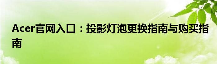 Acer官网入口：投影灯泡更换指南与购买指南