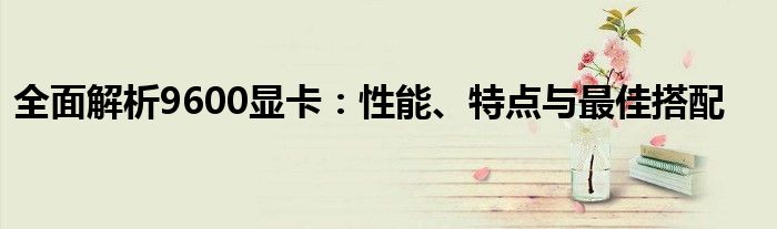 全面解析9600显卡：性能、特点与最佳搭配