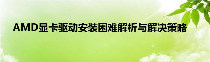 AMD显卡驱动安装困难解析与解决策略
