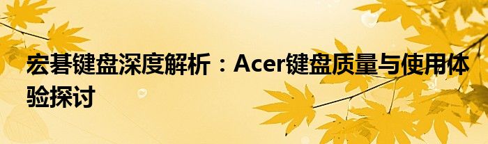 宏碁键盘深度解析：Acer键盘质量与使用体验探讨