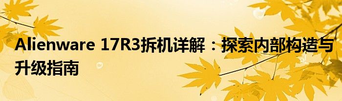 Alienware 17R3拆机详解：探索内部构造与升级指南