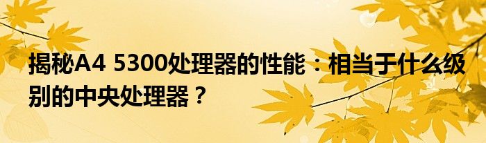 揭秘A4 5300处理器的性能：相当于什么级别的中央处理器？