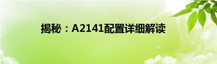 揭秘：A2141配置详细解读