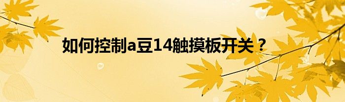 如何控制a豆14触摸板开关？