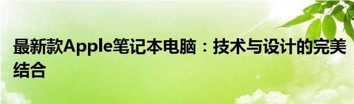 最新款Apple笔记本电脑：技术与设计的完美结合