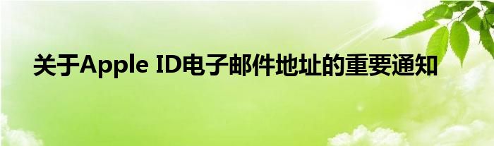关于Apple ID电子邮件地址的重要通知
