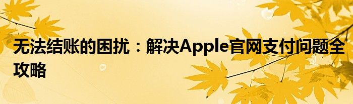 无法结账的困扰：解决Apple官网支付问题全攻略